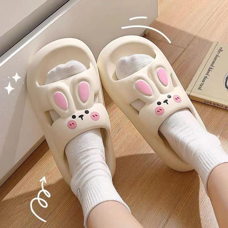 2023 New Summer Cool Rabbit Slippers Thick Bottom Cartoon Cute Soft Bottom Bathroom Soft Bottom Non-Slip Sandals Young