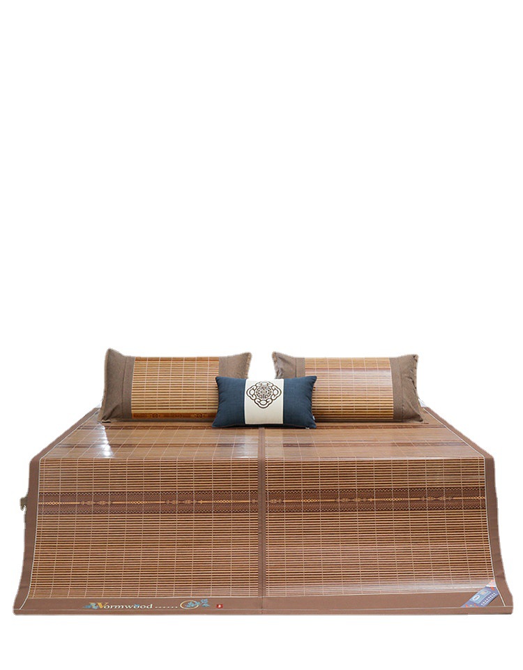 Wholesale Summer Household Summer Sleeping Mat Carbonized Bamboo Mat Large Edging Bed Mat Foldable Single Double Mat Ice Silk Cool Rattan Mat
