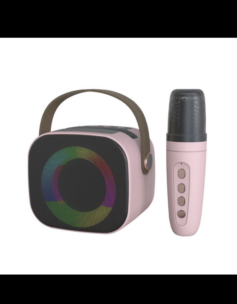 New Portable Wireless Bluetooth Speaker with Ktv Microphone Outdoor Colorful Light Mobile Phone Bracket Small Speaker