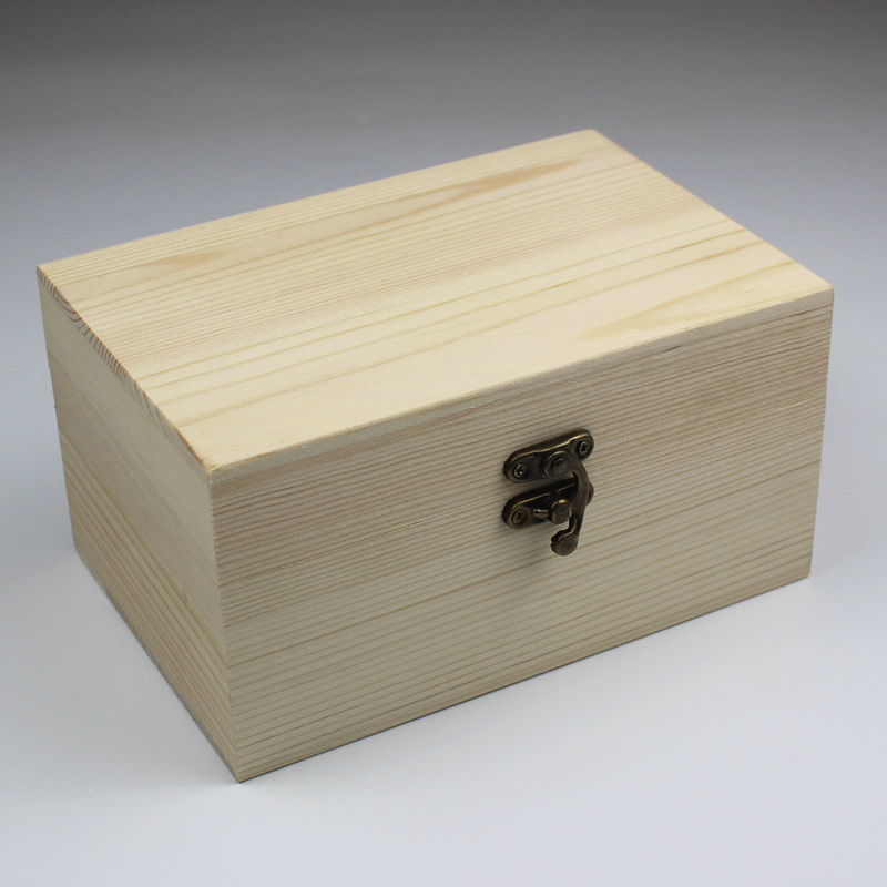 木盒子长方形实木原木色翻盖木盒大小号木盒包装盒杂物收纳盒
