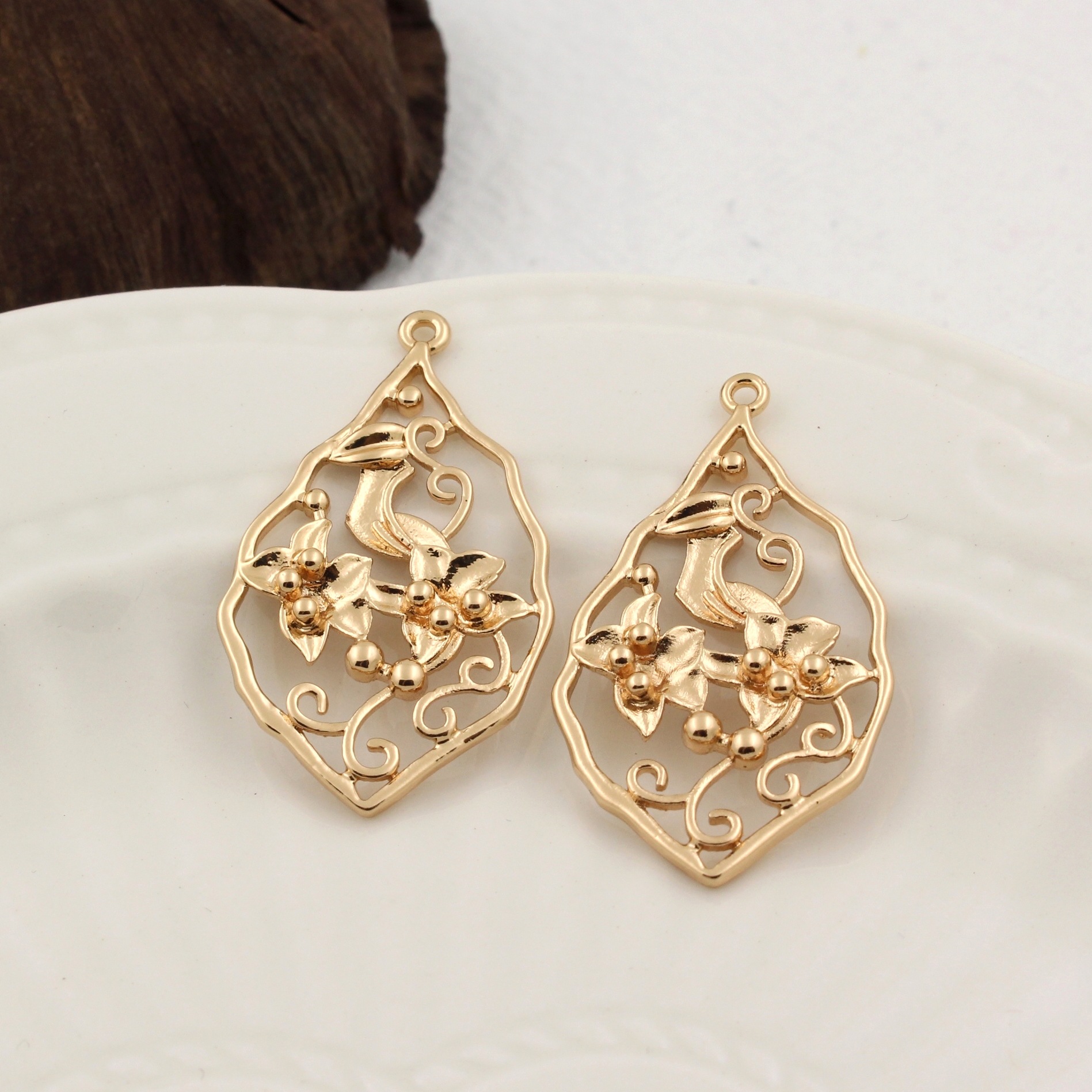 韩版铸铜配件 34*19mm纯铜水滴形吊坠挂件古风新娘发饰配件-阿里巴巴