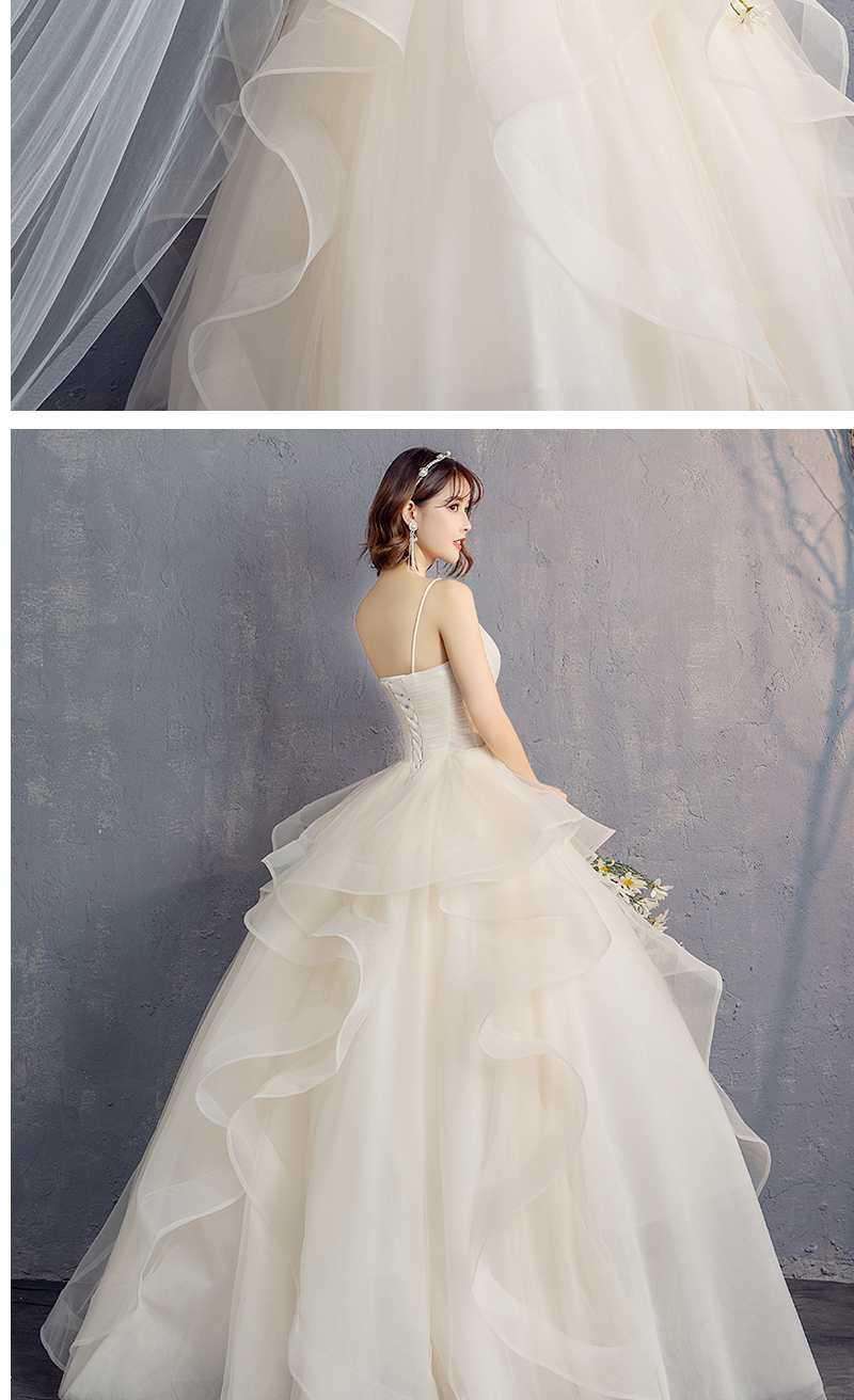婚纱礼服2021新款春季新娘结婚简约吊带抹胸婚纱蓬蓬裙女