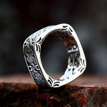 外贸新款不锈钢简约花纹戒指批发 欧美复古个性钛钢男士指环