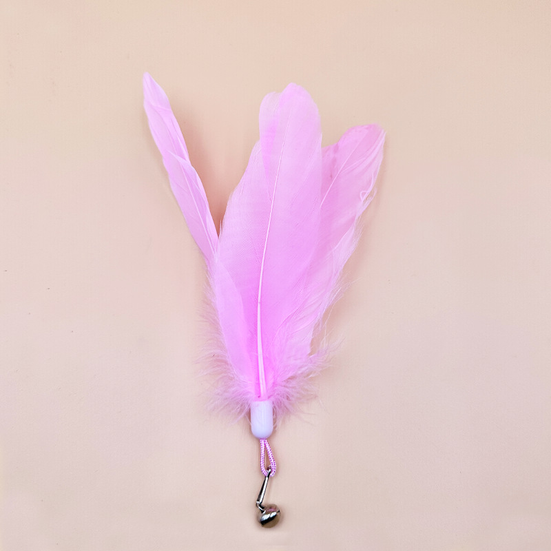 Popular Cat Teaser Replacement Head Big Floating Feather with Bell Replacement Head Pet Cat Toy Cat Teaser Accessories Wholesale