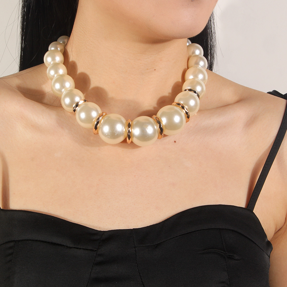 欧美走秀款 大珍珠短款项圈 韩版个性时尚项链 夸张项饰 1450