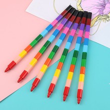 儿童积木蜡笔幼儿园 绘画涂鸦可水洗彩色笔创意拼接蜡笔12色