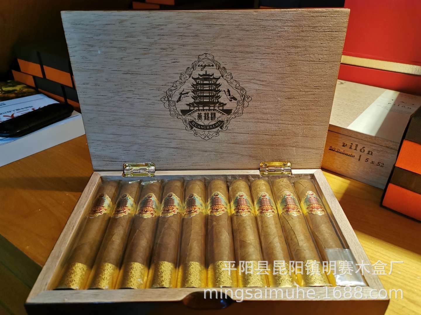 高希霸雪茄盒定 做 黄鹤楼雪茄实木包装盒厂家定 制 烤漆烟斗木盒