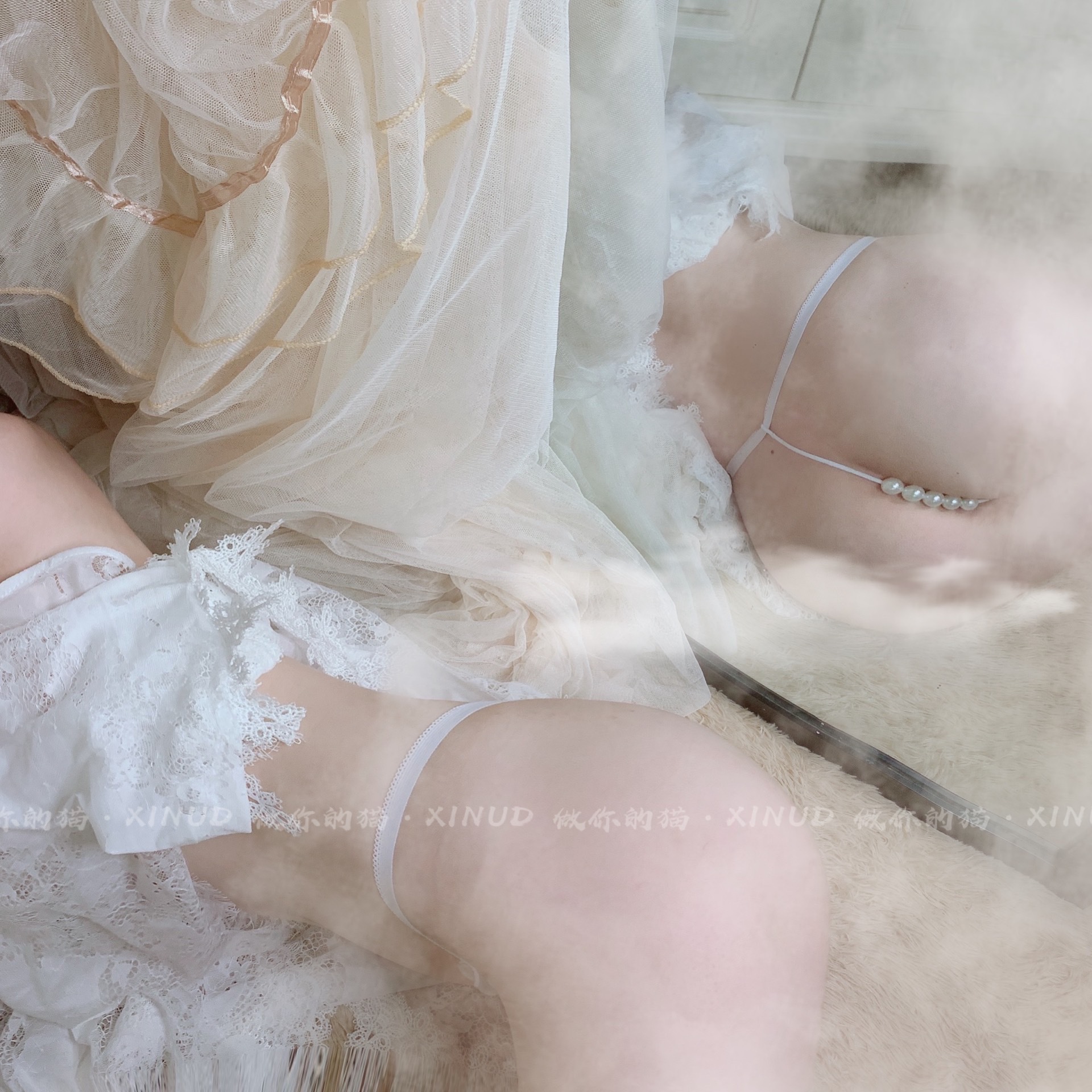 做你的猫:爱到心坎珍珠性感透明蕾丝字母爱心内裤女丁字裤一根线