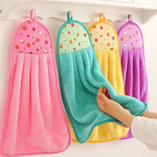 可挂式珊瑚绒擦手巾浴室毛巾批发厨房清洁抹布儿童手帕吸水擦手巾