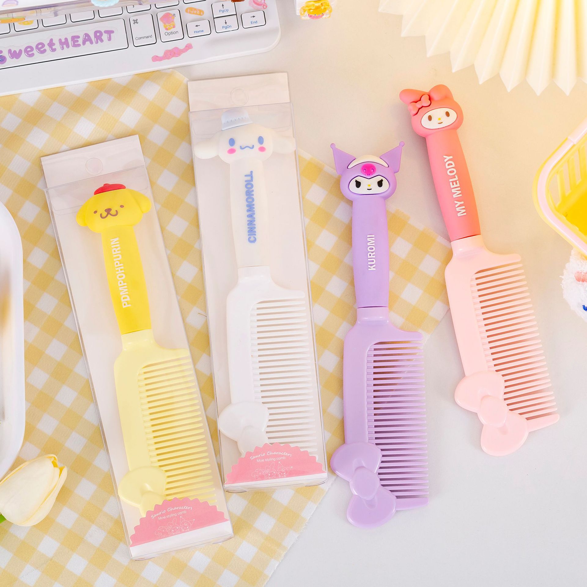 Internet Celebrity Household Portable Girl Hairdressing Comb Pointed Tail Massage Comb Cropped Hair Clip Children Student Plastic Fluffy Comb