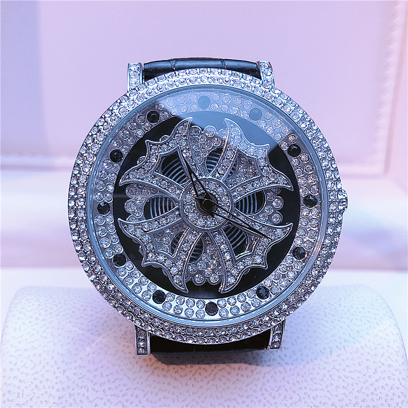 2021年新款双层时来运转克罗心男士满钻手表男抖音直播爆款防水表