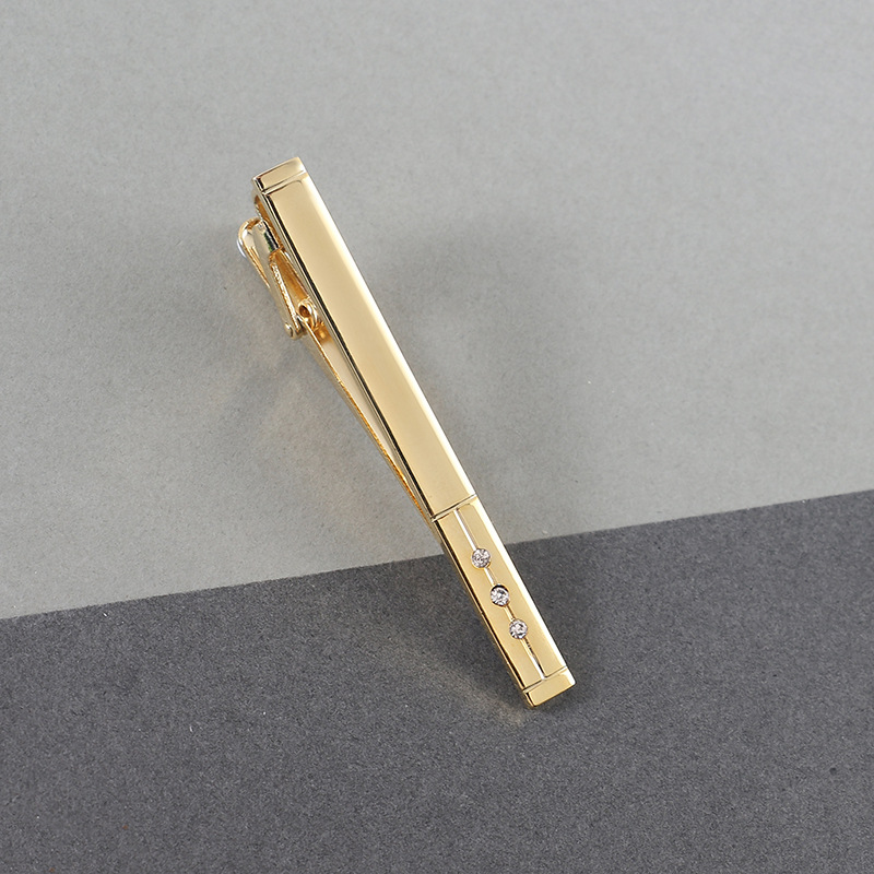in stock wholesale men‘s business diamond gold tie clip factory direct sales office formal wear professional tie clip