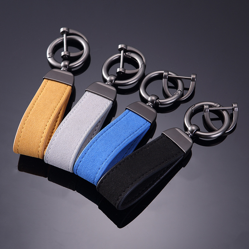 Suede Car Key Ring Hardware Fashion Brand Multi-Functional Anti-Drop Accessories Suede Men's and Women's Metal Pendant Wholesale