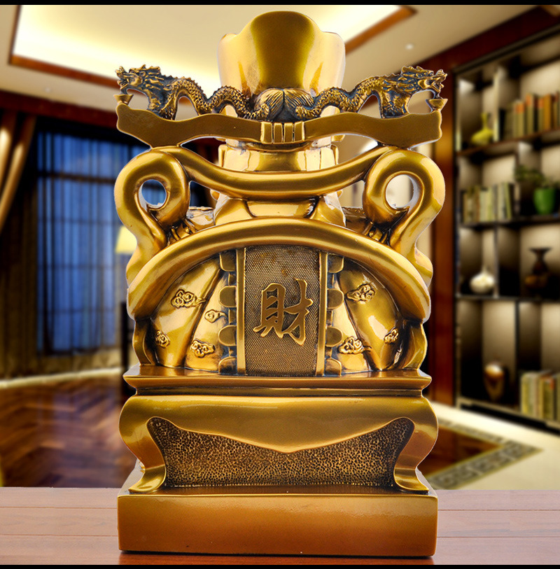 鎏金铜财神爷供奉佛像家居客厅装饰品大比干文财神招财摆件工艺品