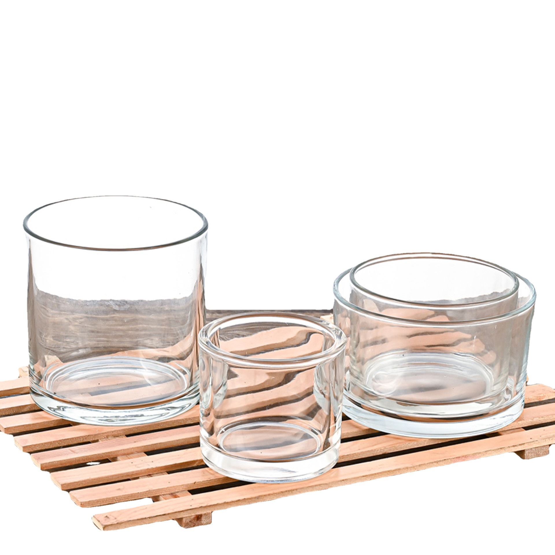 香薰蜡烛空杯透明玻璃烛台香薰蜡烛杯容器加厚圆形杯子灌蜡杯