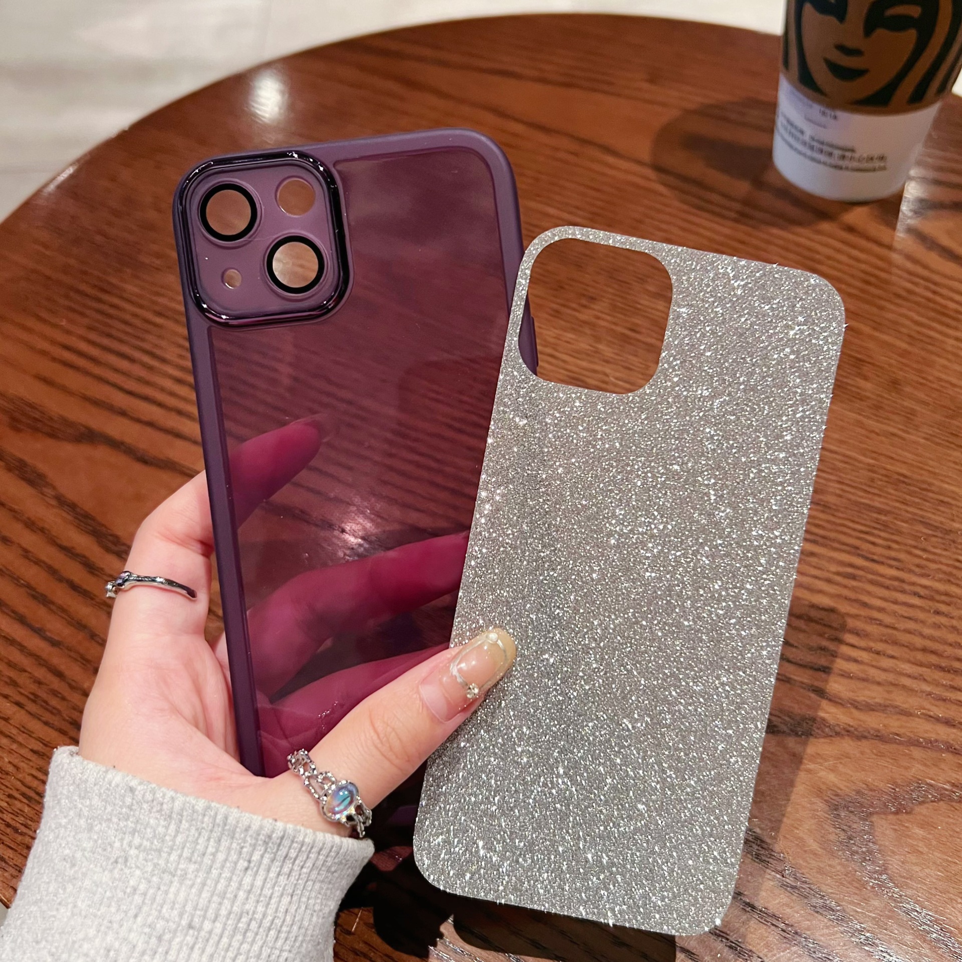 彩色高透苹果13手机壳iphone14promax透明壳11/12保护套xsm闪粉