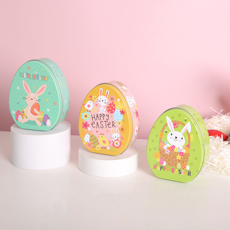 复活节派对礼品盒兔子彩蛋糖果盒马口铁节日儿童礼物包装盒收纳盒