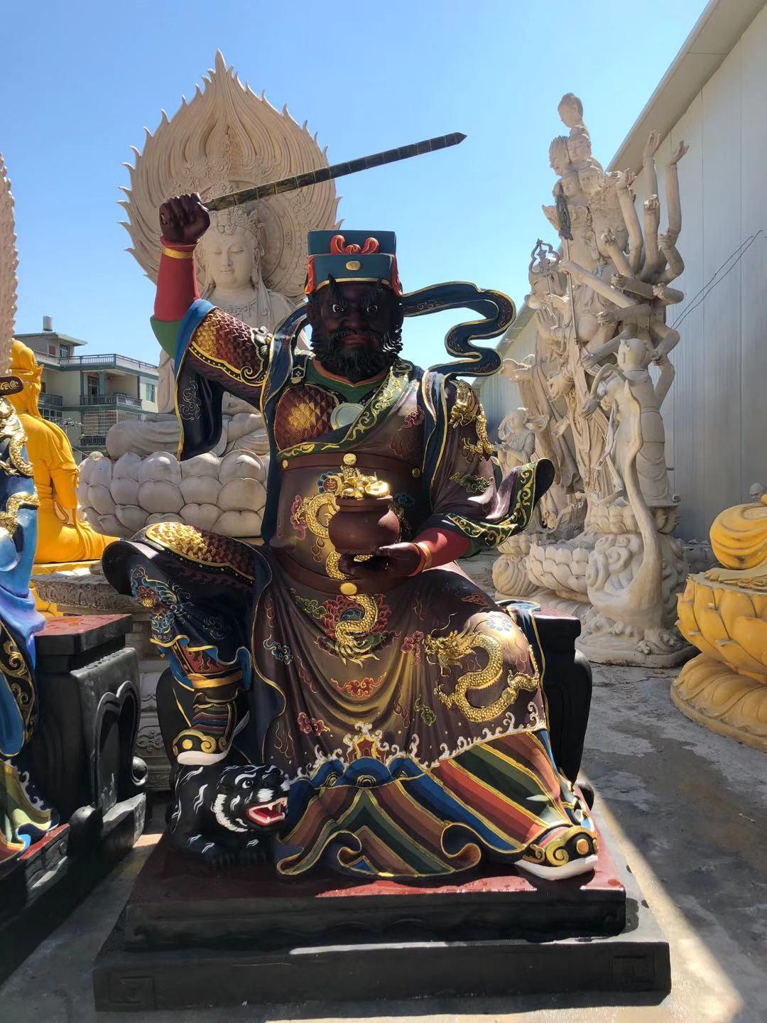 赵公明寺庙大型木雕铜雕 五路财神 贴金彩绘树脂佛像