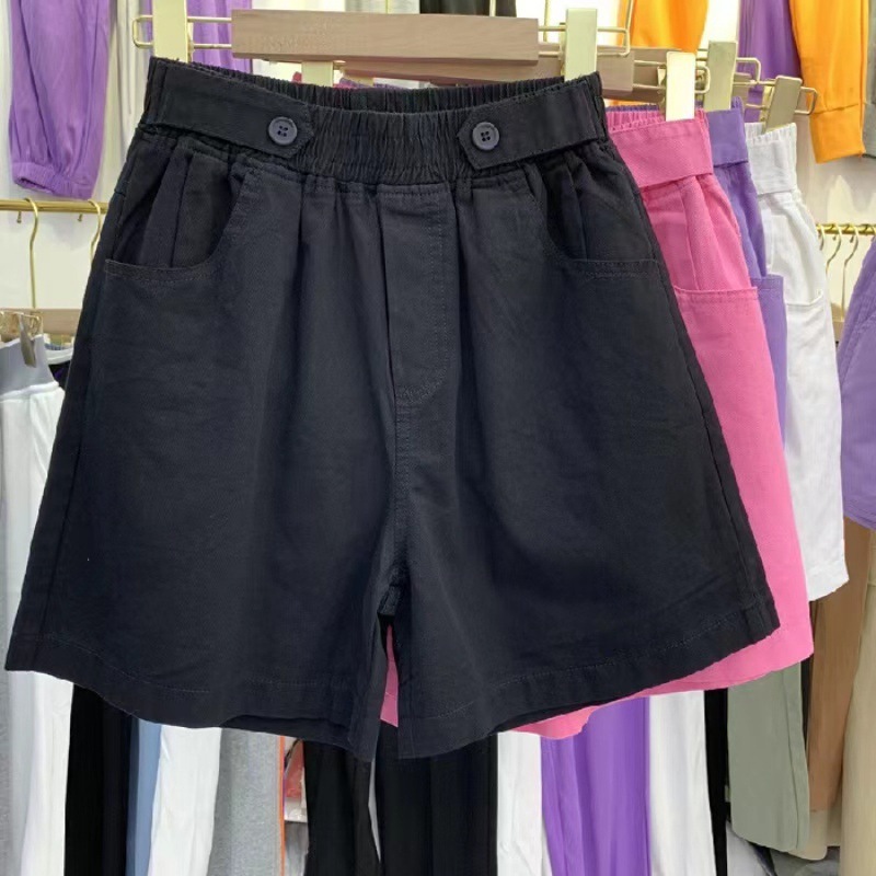 Age-Reducing Purple High Waist Wide-Leg Pants Shorts Women's 2023 Summer Thin Washed Denim Cotton Shorts Loose Casual Pants