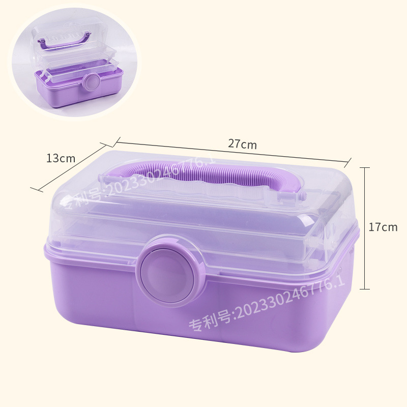 Toy Toolbox Factory Wholesale Transfer Three-Layer Storage Box Transparent Plastic Storage Box Multi-Functional Sundries