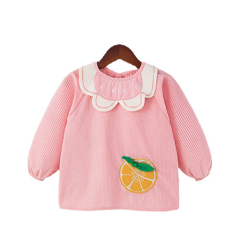 Children's Gown Baby Girl Autumn and Winter Long Sleeves Eating Apron Bib Corduroy Outer Wear Baby Bib Generation Hair