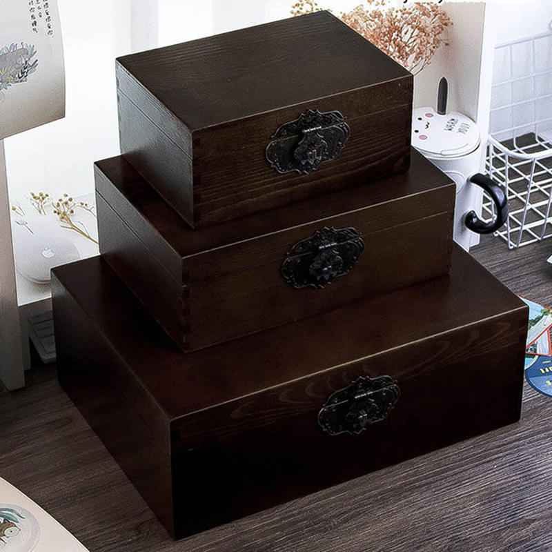 实木带锁小木箱盒子大储物箱收纳盒收藏木箱子木质木盒大密码家用