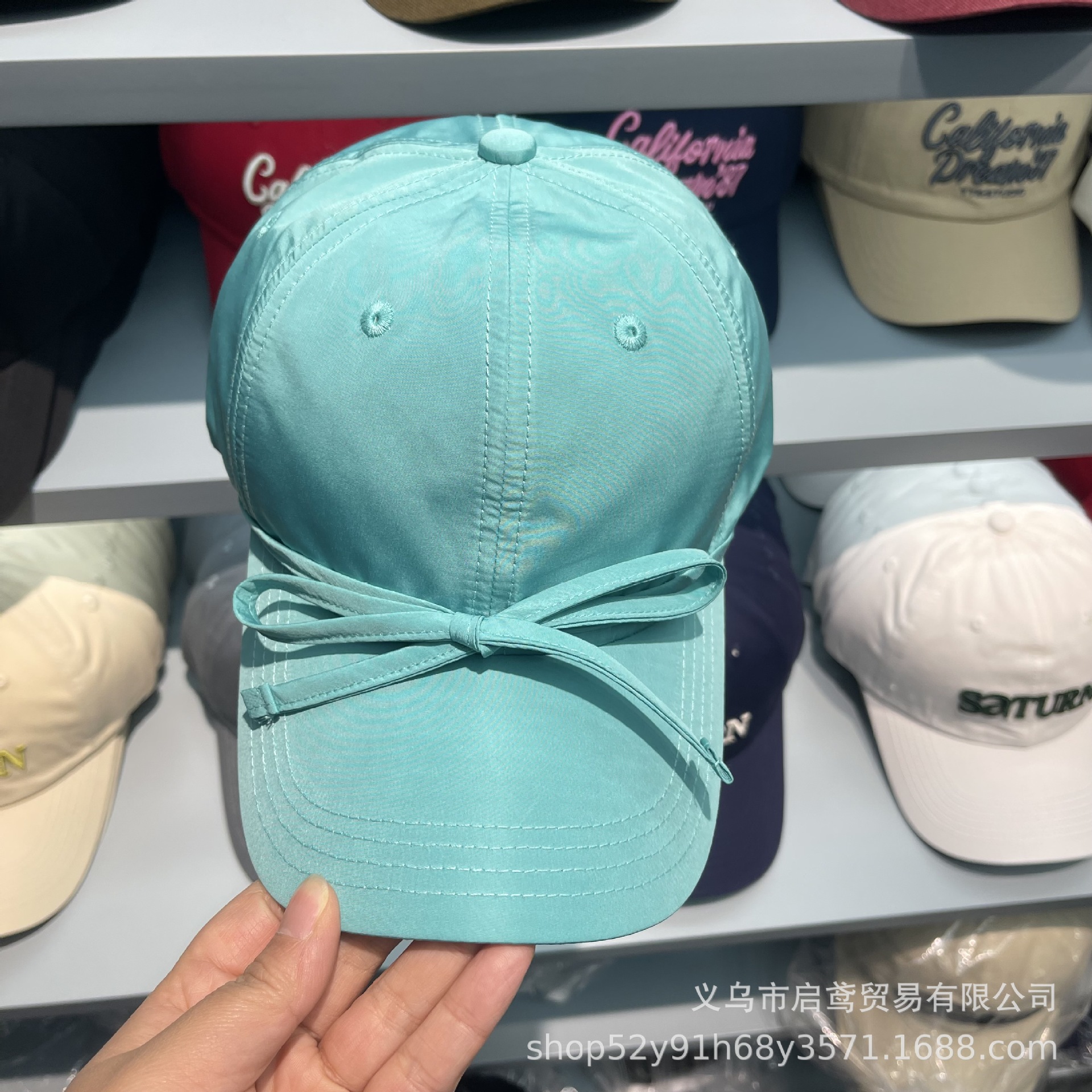 韩国小众ins甜妹芭蕾风绑带蝴蝶结软顶速干棒球帽百搭大头围帽子