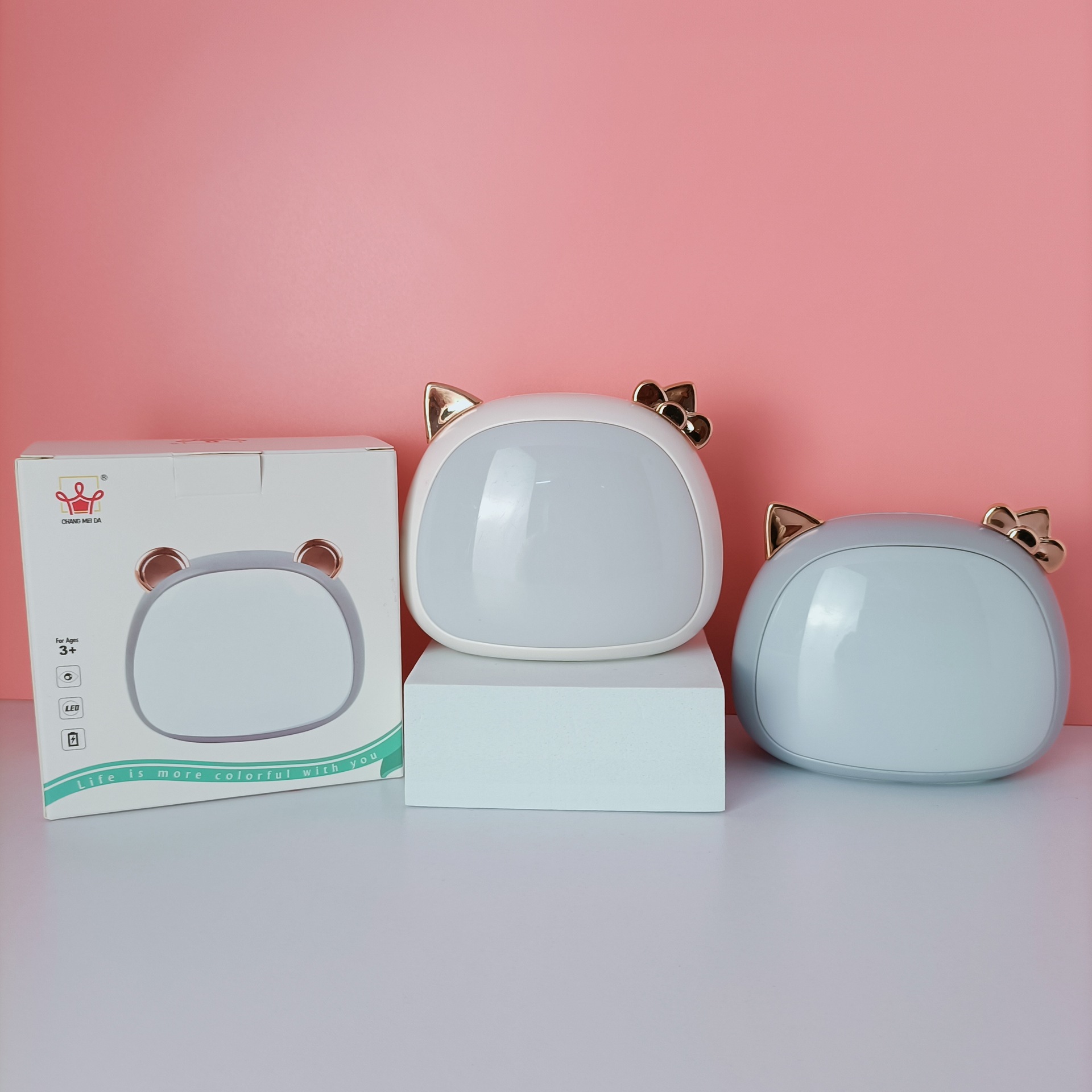 可爱小猫桌面led灯手捧小巧夜灯桌面学习室内便携迷你usb充电