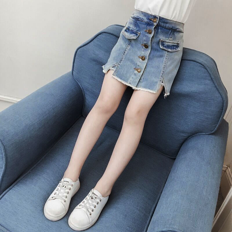 夏装女童装水洗破洞珍珠牛仔中裤时尚中大女童牛仔短裤子潮包邮