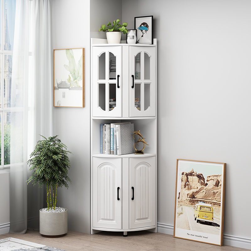 实木转角客厅置物架墙角柜拐角柜边角柜三角形大容量收纳柜卧室角