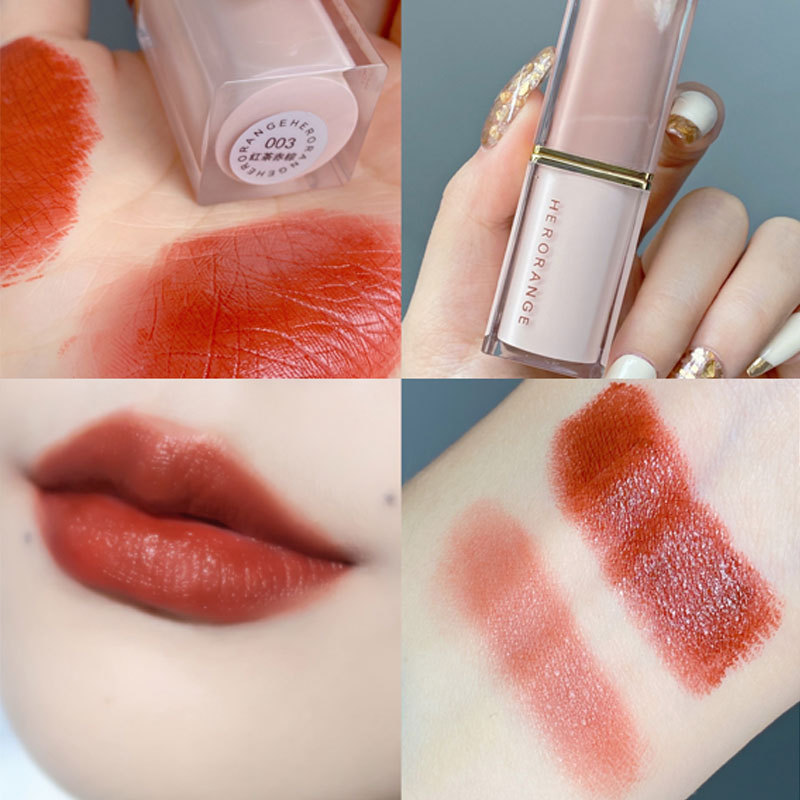 Herorange Crystal Square Tube Lipstick Matte Finish Student Female Plain Face White Not Easy to Fade Lipstick Gift Box