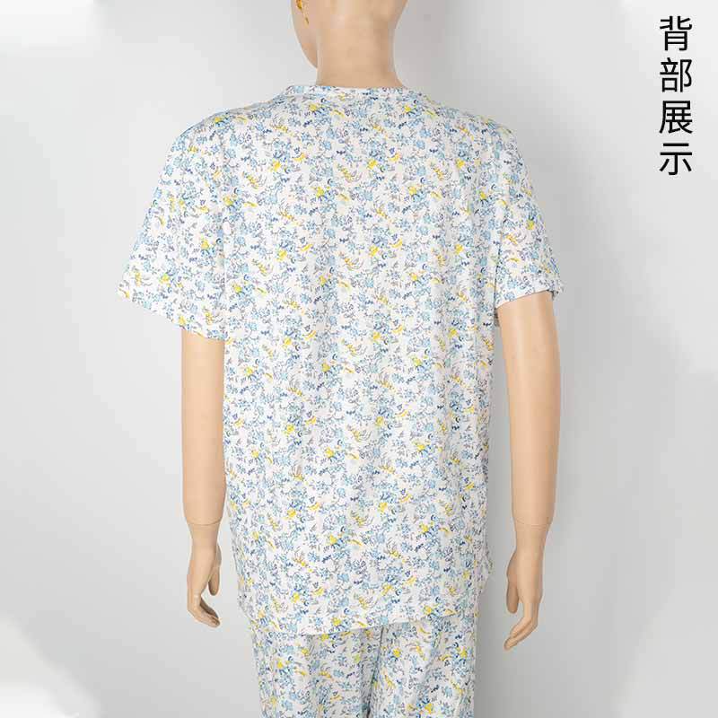 Middle-Aged and Elderly Summer Thin Printed Short-Sleeved Women's Undershirt Grandma Undershirt Pajamas Home Outerwear Sweater