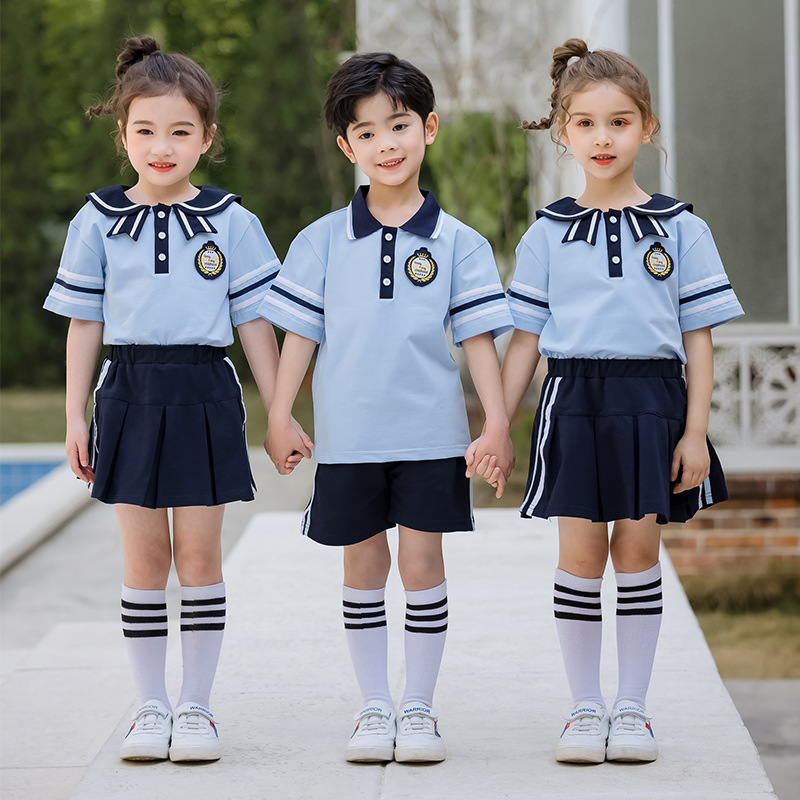 幼儿园园服夏装儿童班服小学生校服套装学院英伦风毕业照演出服装