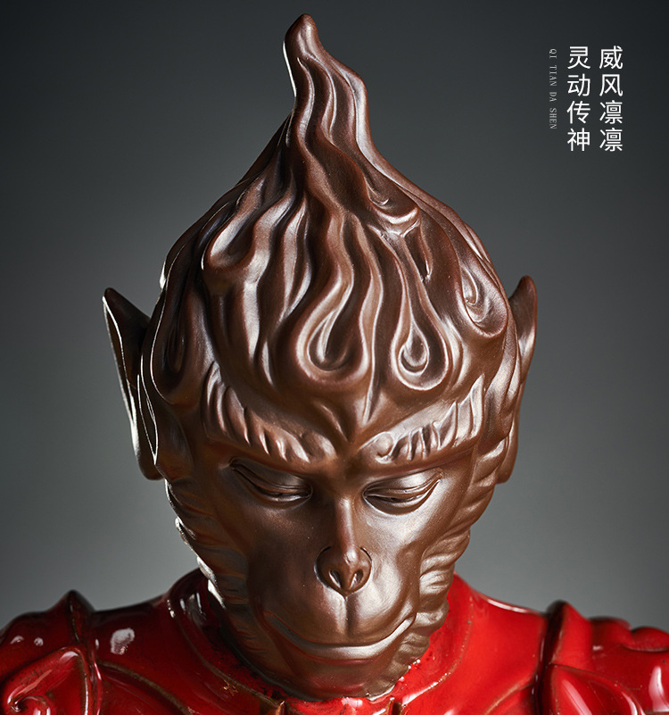 《斗战胜佛静思》齐天大圣孙悟空摆件家居玄关客厅装饰陶瓷工艺品