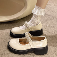 甜酷玛丽珍小皮鞋设计感女小众法式Lolita鞋厚底2024夏秋白色单鞋