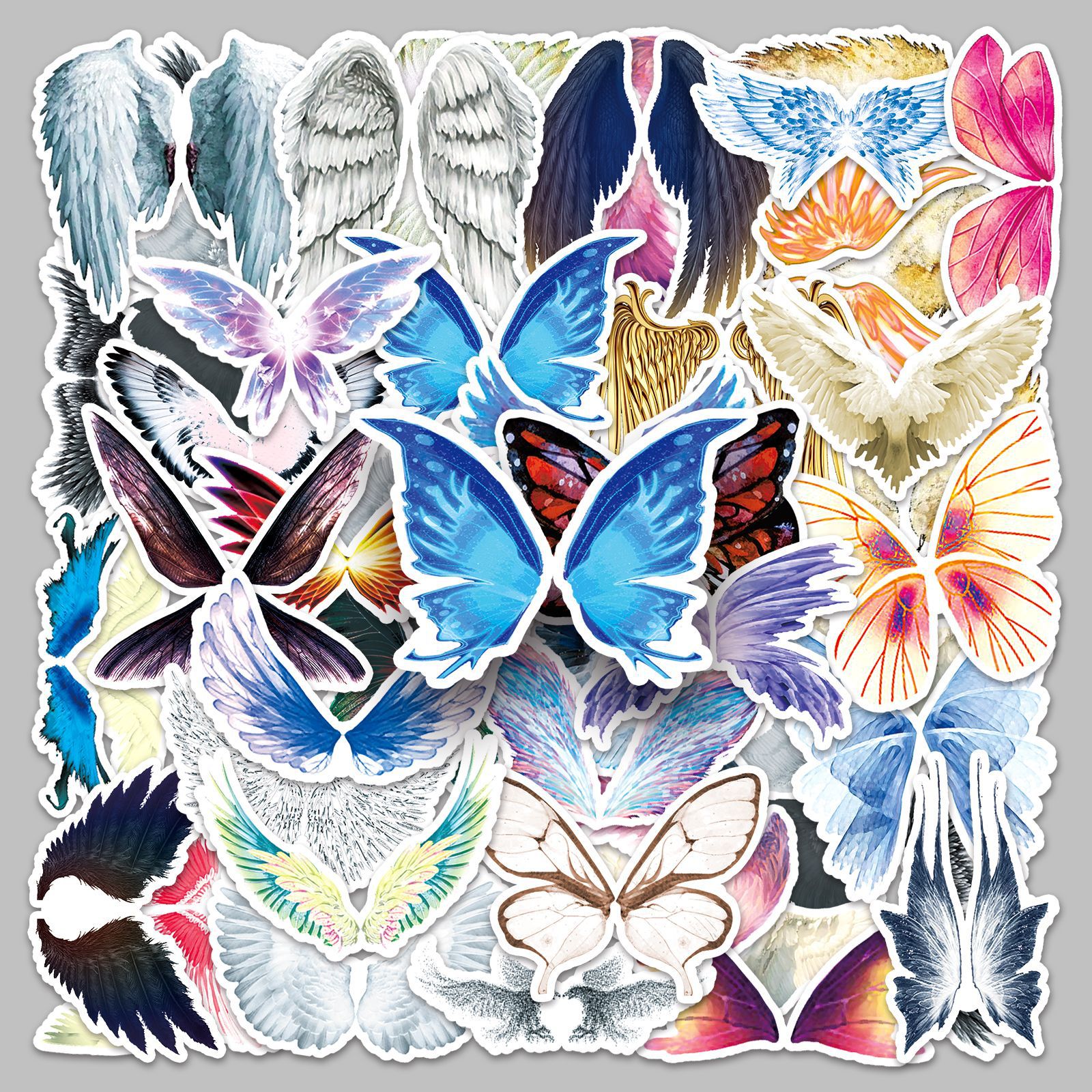 50 pieces cross-border cartoon wings original children‘s waterproof decorative creative cup phone case notebook journal stickers