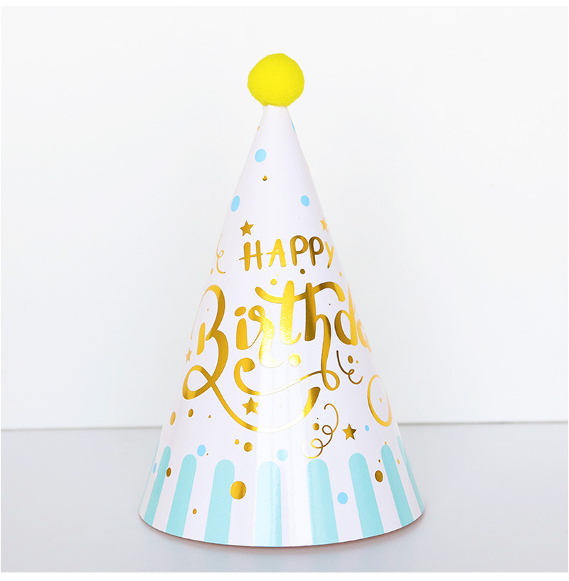 生日帽宝贝儿童生日派对毛球帽烫金皇冠蛋糕化妆服饰道具帽子