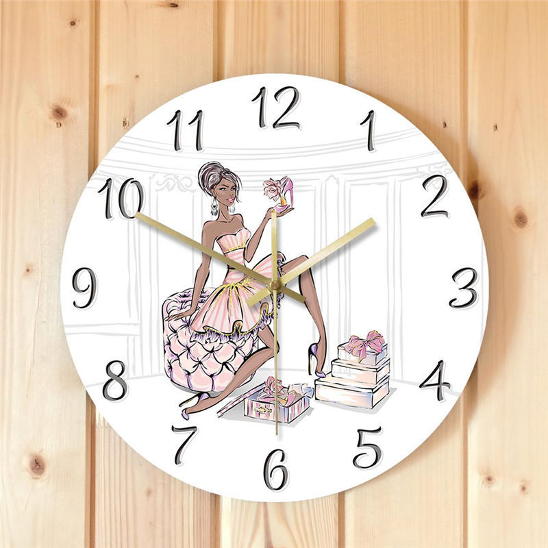 时尚女孩高跟鞋豪华现代挂钟潮店精品装饰时钟 女孩礼物墙钟跨境