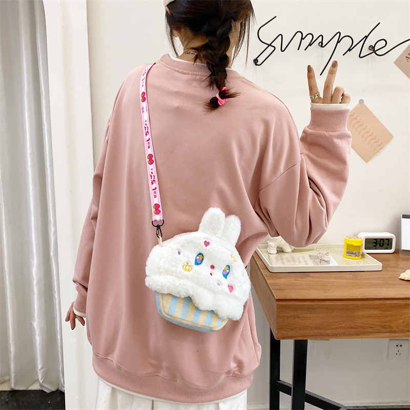 New All-Match Shoulder Messenger Rabbit Plush Toy Bag Bear Bag Children New Coin Purse Plush Bag Wholesale