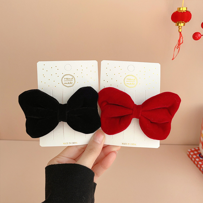 Children Red Bowknot Barrettes Girl Cute Princess Hairpin Baby Girl National Day Little Girl Archaistic Headdress