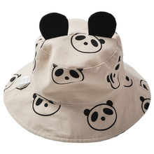 跨境货源韩版可爱熊猫造型帽宝宝棉透气防晒太阳帽婴儿遮阳渔夫帽
