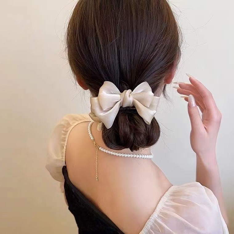 New Ins Bow Bun Grab Gap Former Red Barrettes Back Head Shark Clip Updo Gadget Headdress for Women