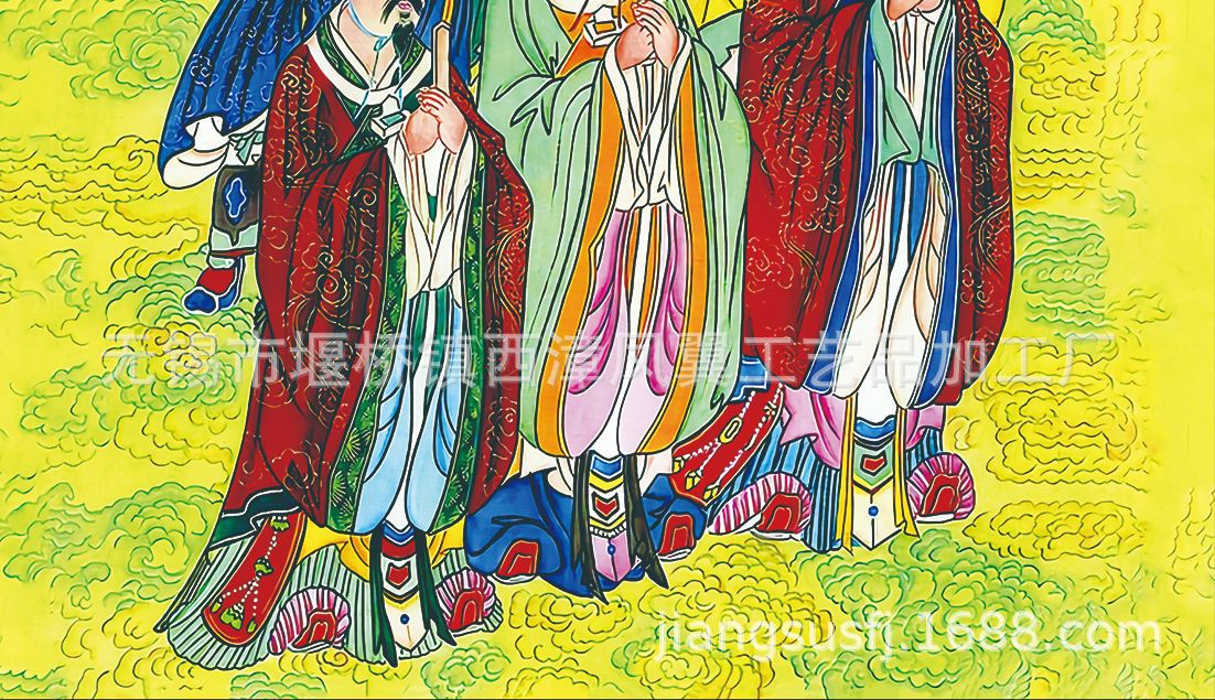 四值功曹画像挂画十方法界轮王卷轴画道教水陆法事神像装饰丝绸