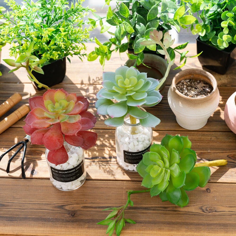 厂家 微景观带花连体宝莲 室内植物墙 假花仿真花多肉仿真mw17667