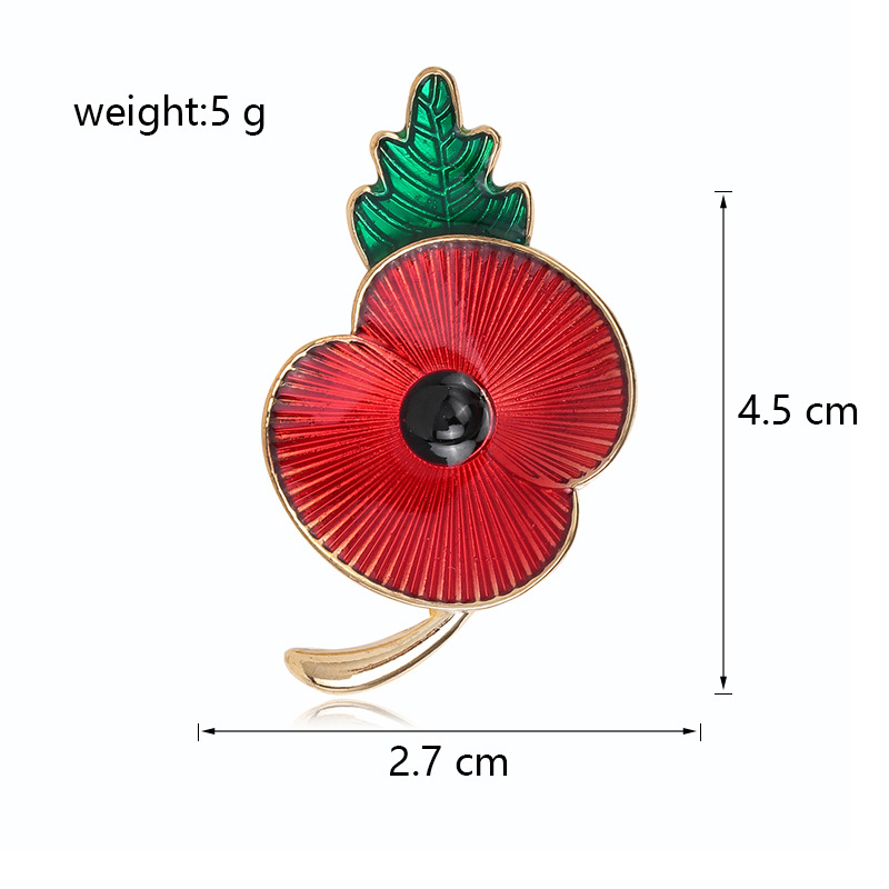 Red Dripping Oil Poppy Flower Brooch Jewelry Wholesale Foreign Trade Cross-Border High-End Plant Flower Gift Corsage Pin