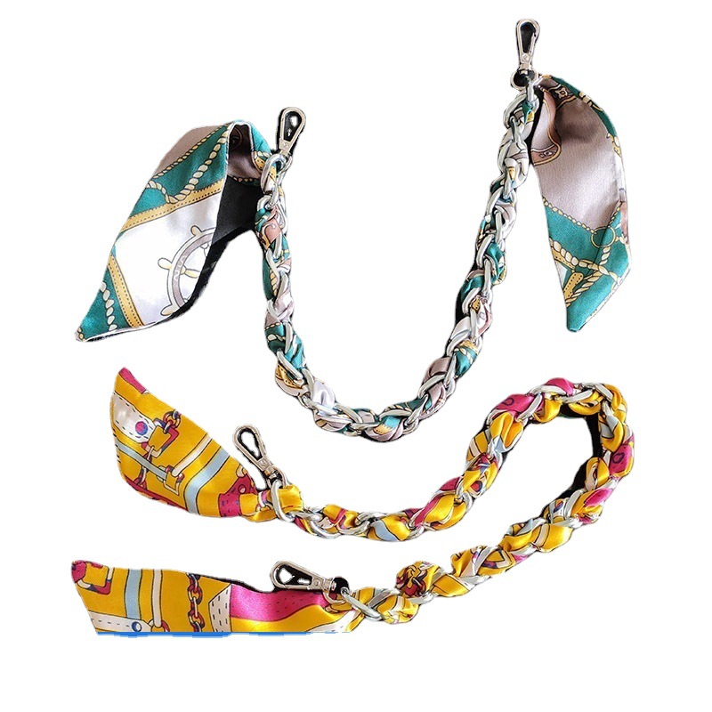 30色 穿丝巾链条包带时尚手提带手腕丝带编织手提链条 手机壳链条