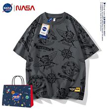 NASA涂鸦短袖t恤男款夏季国潮牌大码男装上衣加肥加大胖子打底衫