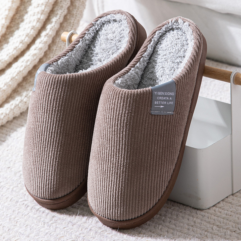 Cotton Slippers Women's Winter Antislip Fleece-Lined Warm Confinement Slippers Indoor Home Men's Cute Plush Cotton Slippers Winter