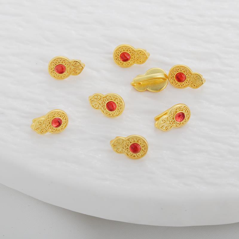 18k哑金包金保色锆石葫芦平安扣吊坠扣链接挂钩扣diy饰品项链扣