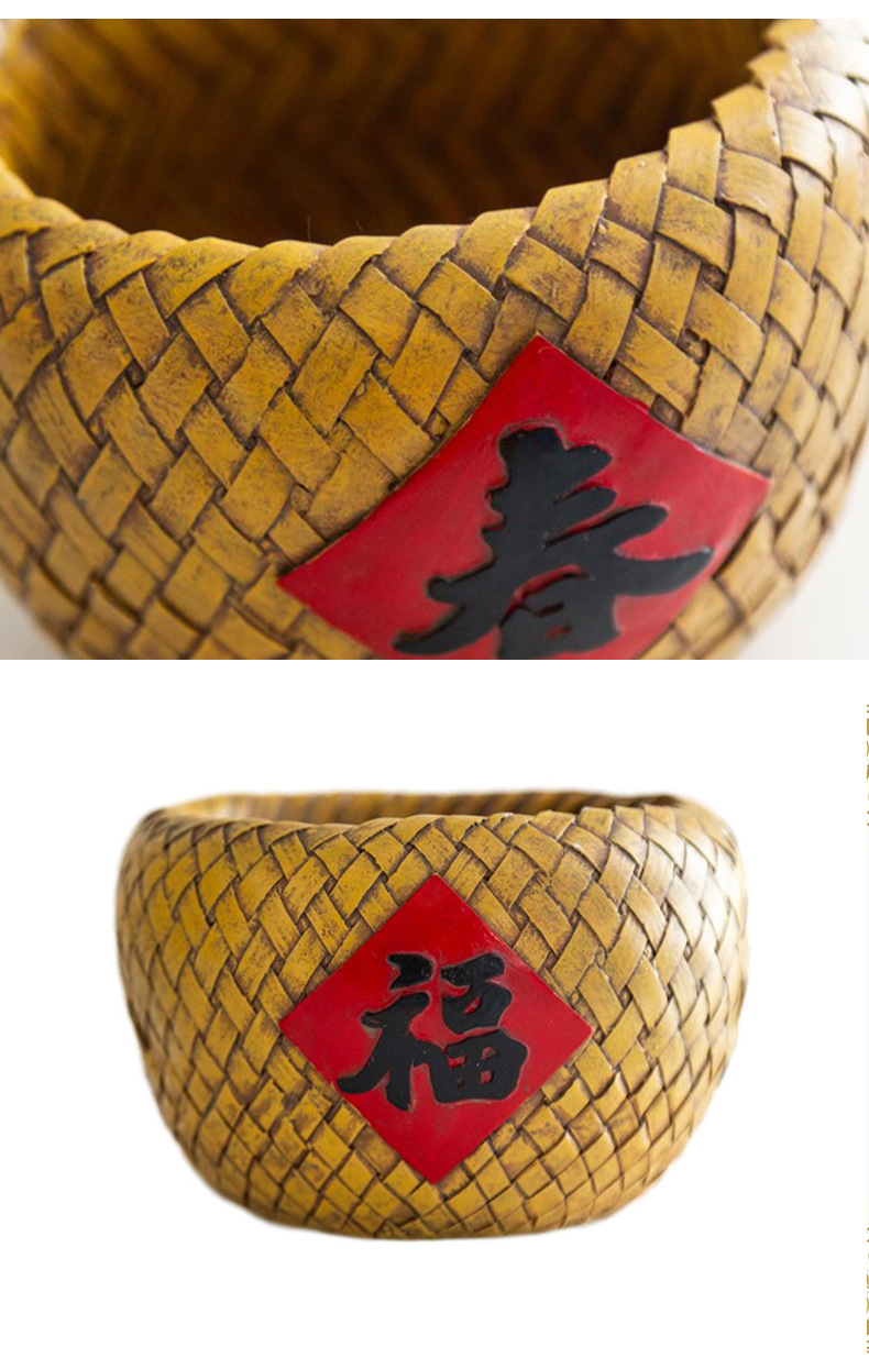 五谷丰登谷框造型花盆摆件 家居室内盆栽 多用途收纳盒树脂工艺品